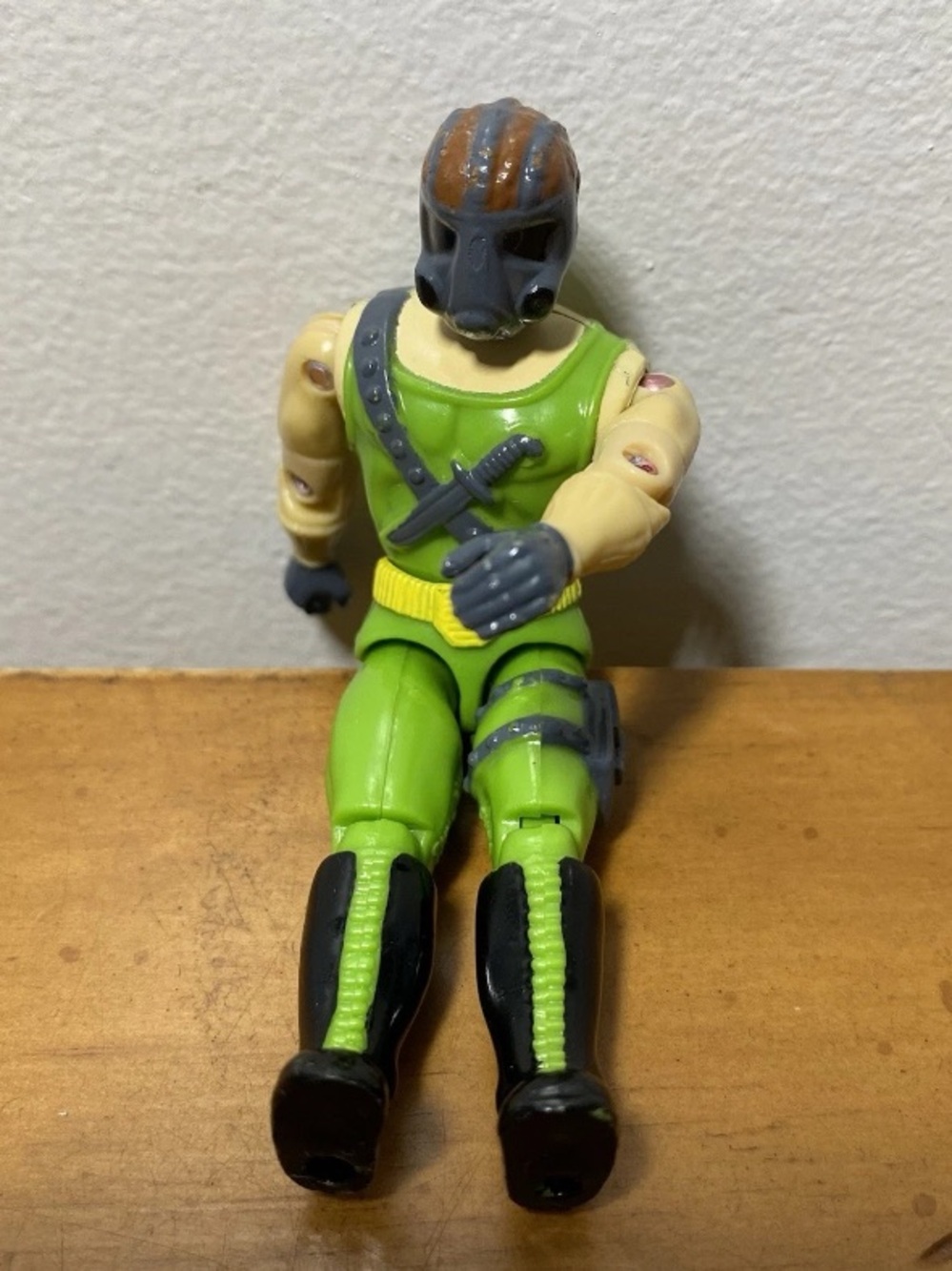 Vintage 1990 Lanard The Corps Gasman Green Action Figure Gas Mask